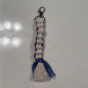 Blue and white Macrame Keychain